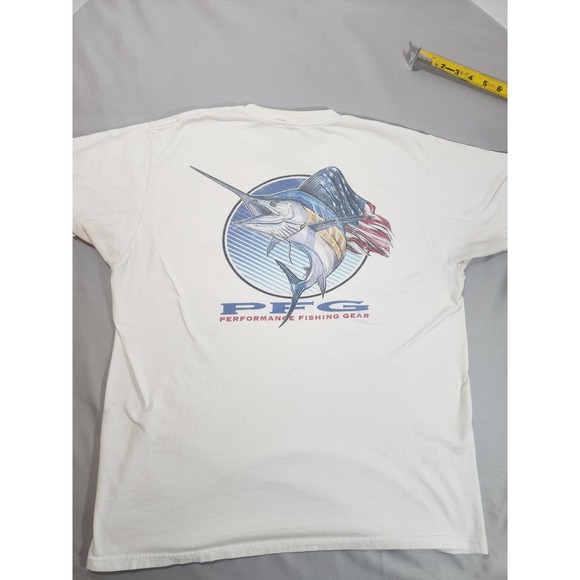 Columbia Other - Columbia PFG Mens‎ White Graphic T-Shirt Marlin American Flag Size Large